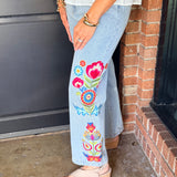 Serena Embroidered High Waist Pants
