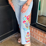 Serena Embroidered High Waist Pants