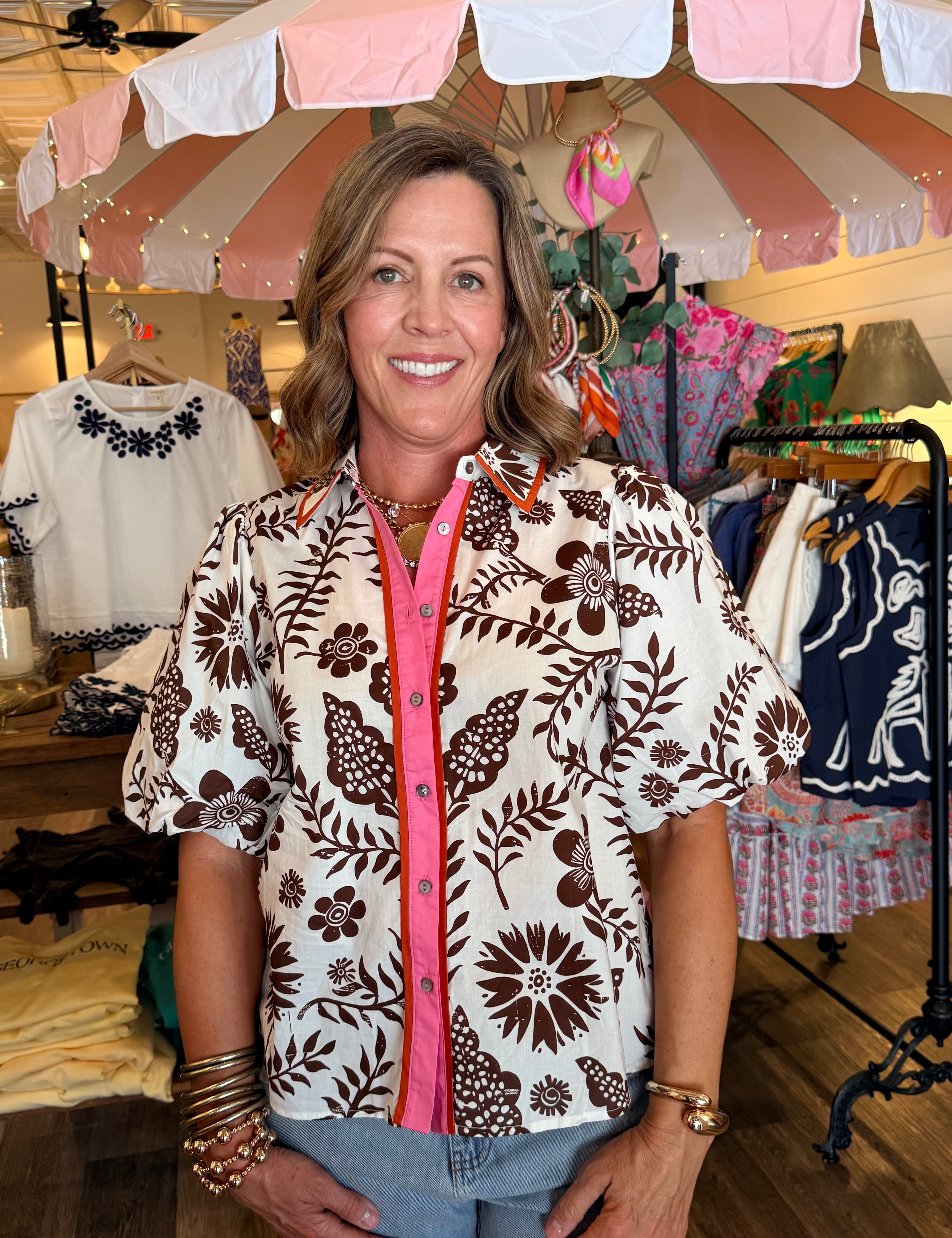 Sharon Two-Tone Floral Top