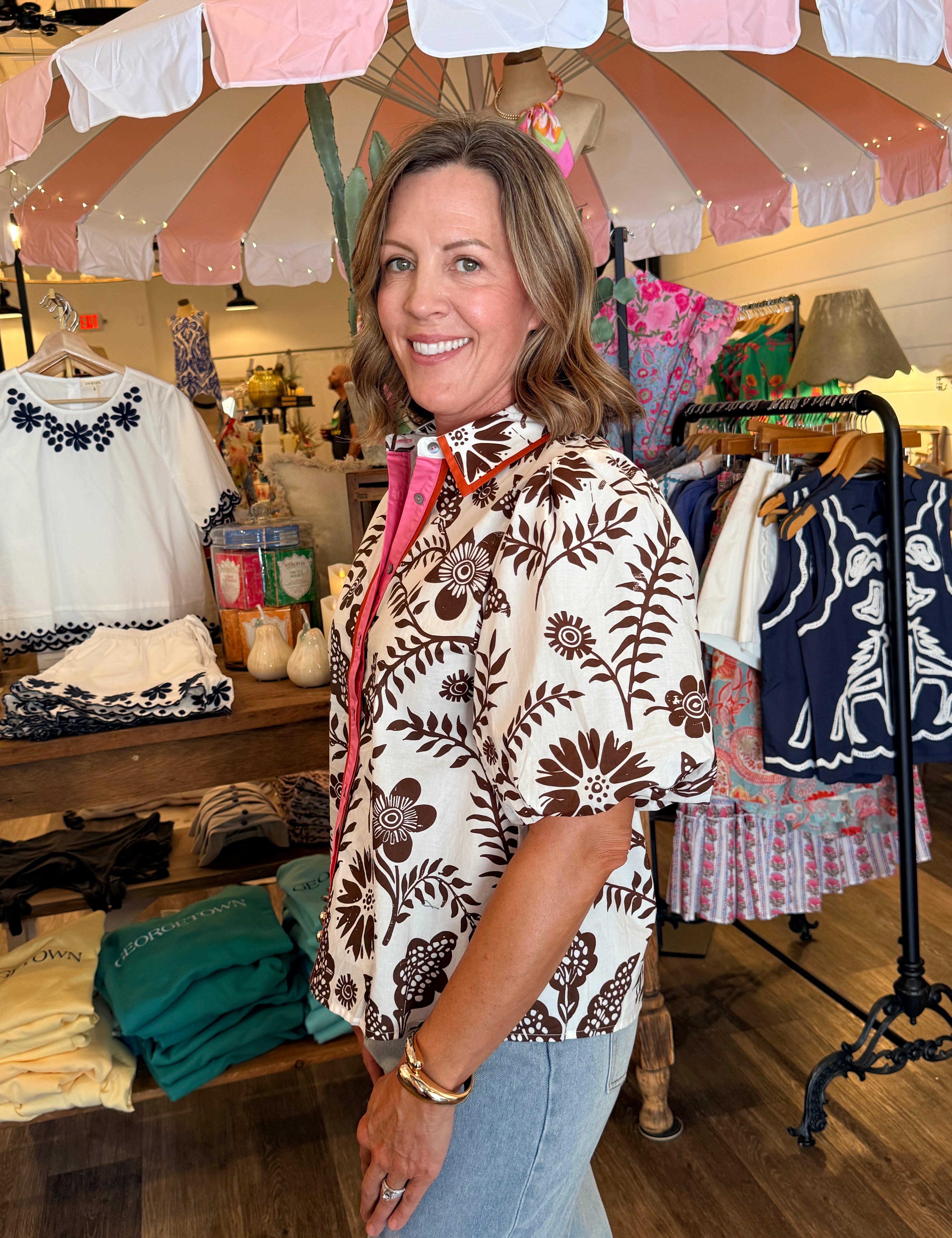 Sharon Two-Tone Floral Top