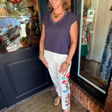 Serena Embroidered High Waist Pants