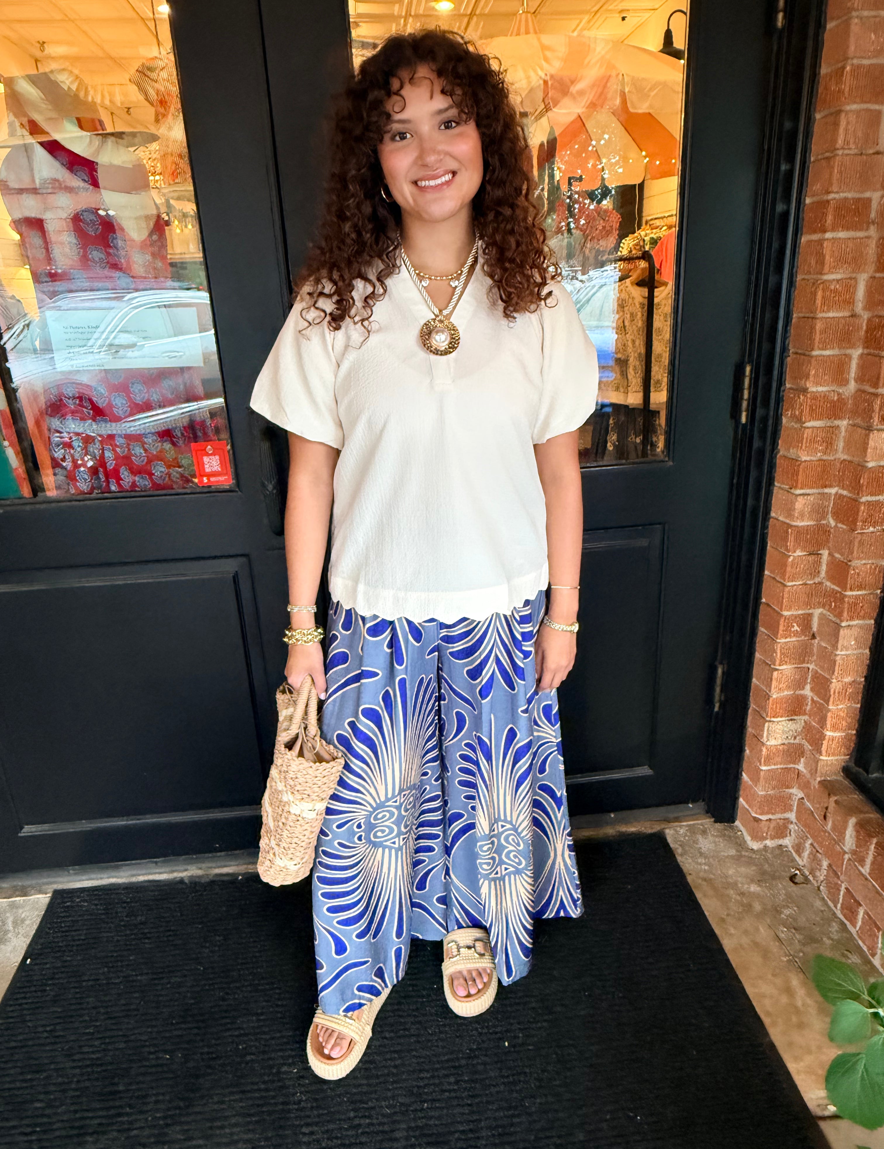 Mary Scalloped Hem Textured Blouse
