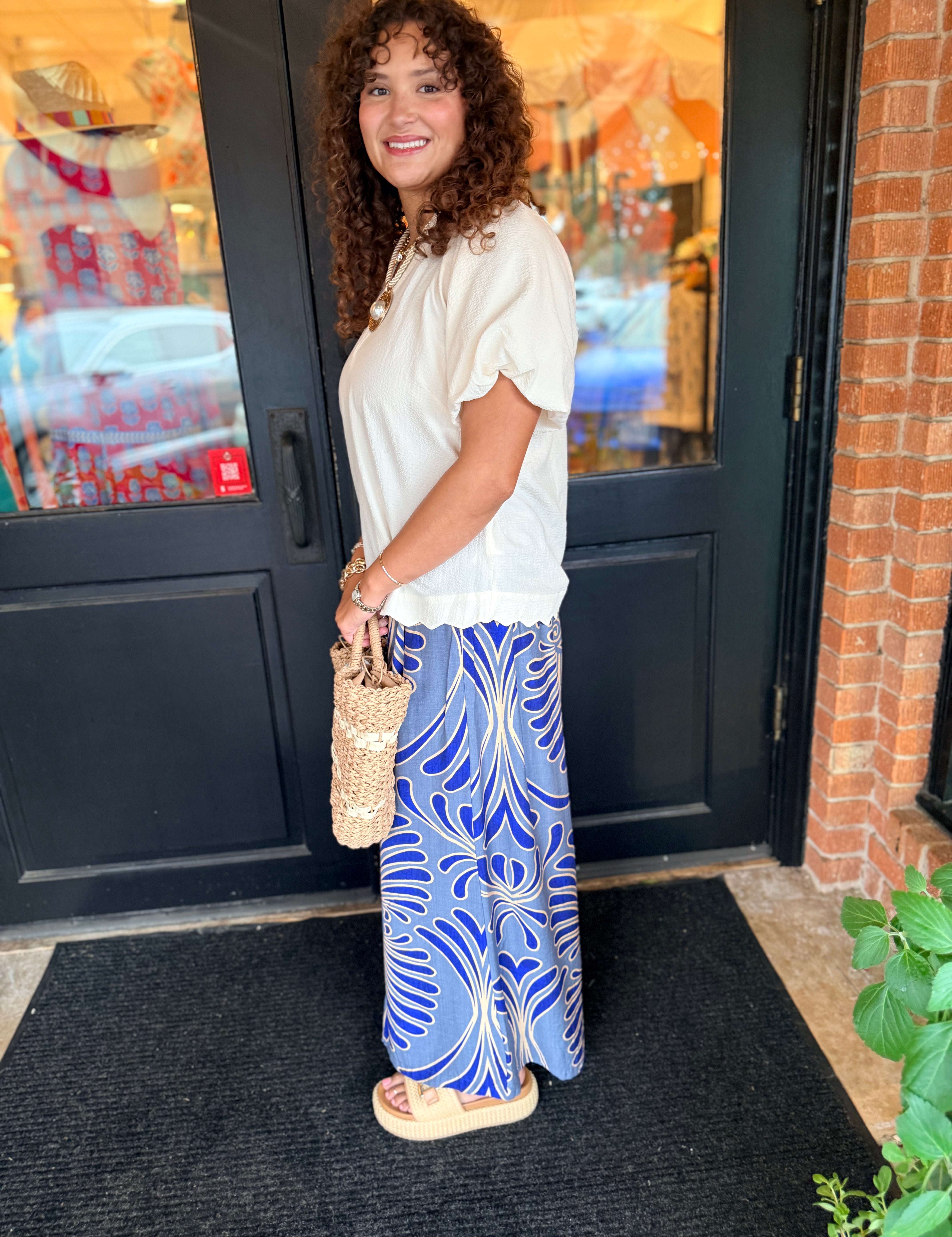 Mary Scalloped Hem Textured Blouse