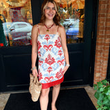 Lindsy Damask Print Mini Dress