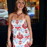 Lindsy Damask Print Mini Dress