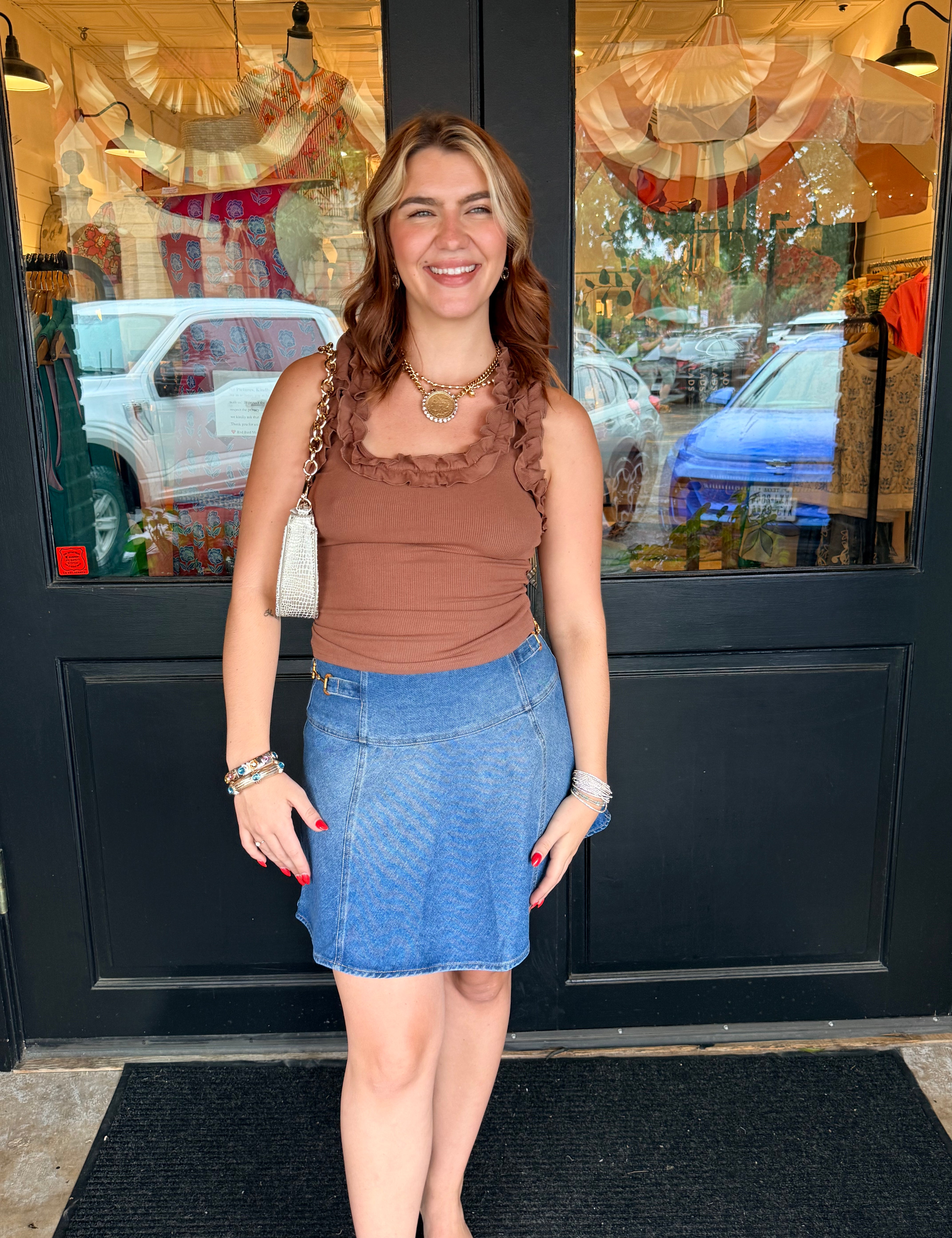 Gianna Denim Flared Mini Skirt
