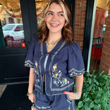 Nina Embroidered Top + Shorts Set