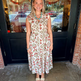 Lacy Printed Midi Dress