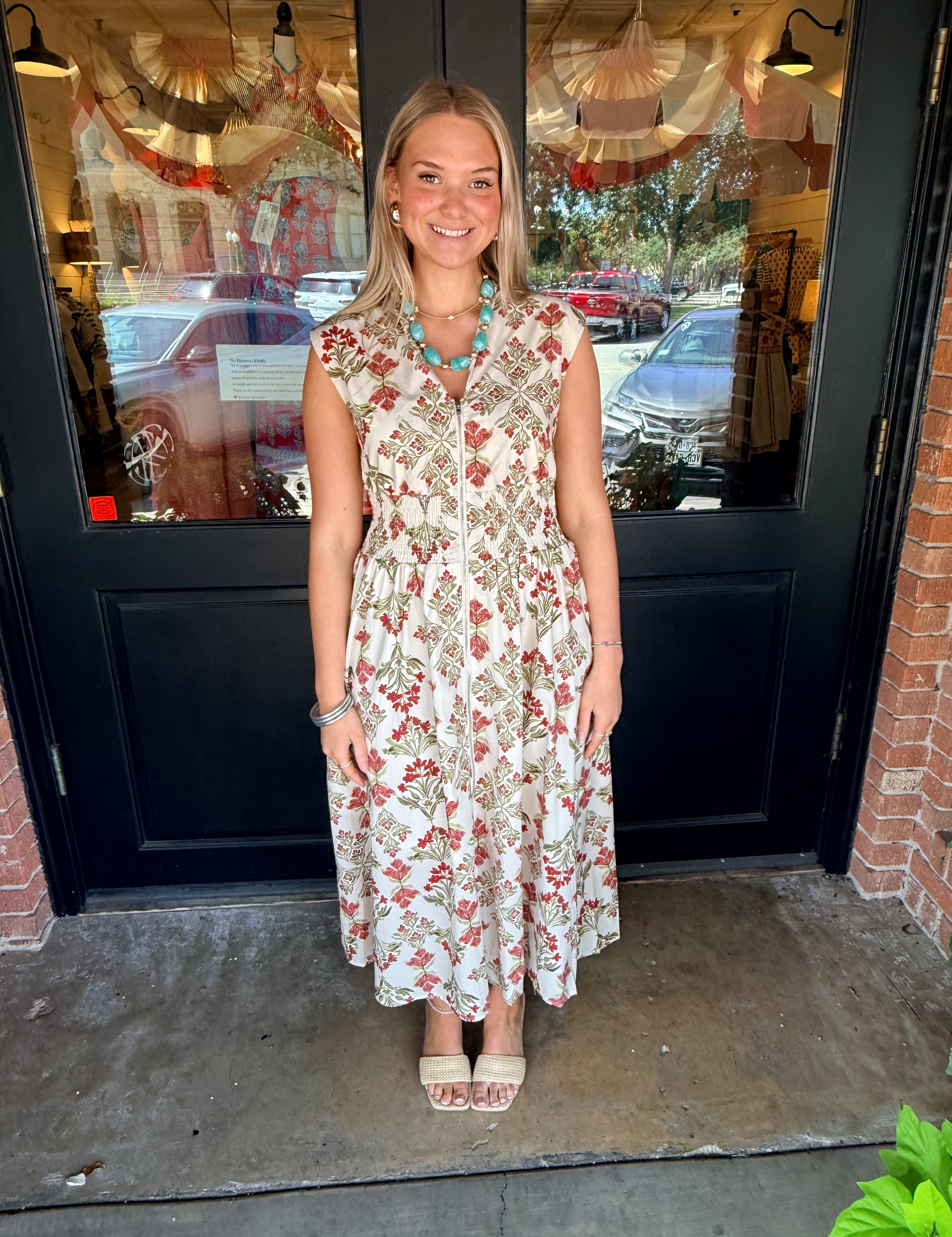Lacy Printed Midi Dress