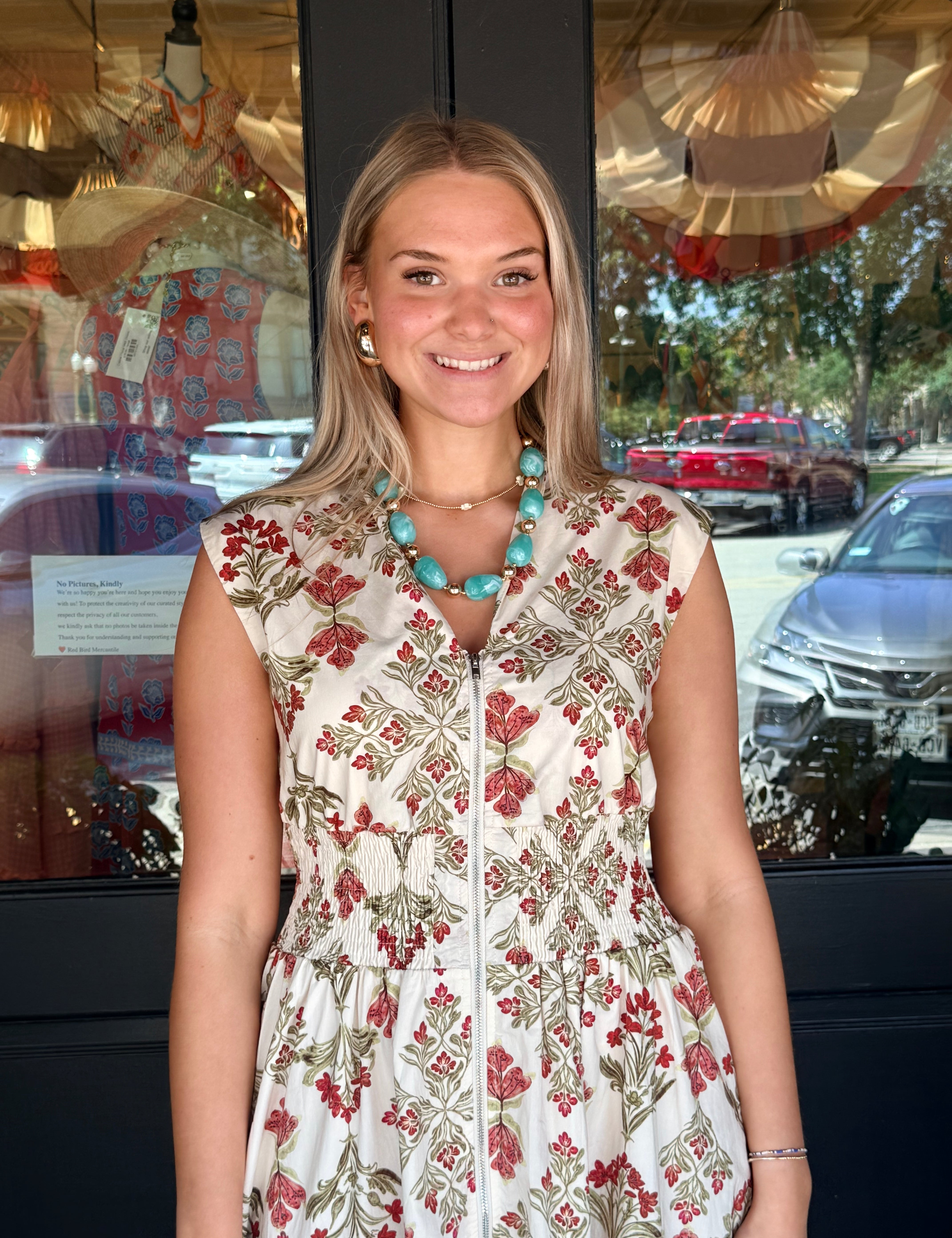Lacy Printed Midi Dress