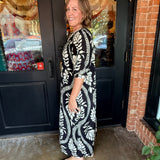 Chloe Printed Puff Sleeve Midi Dress