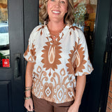 Salma Ikat Print Top
