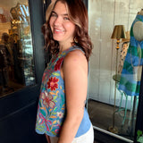 Betina Sleeveless Denim Embroidered Top