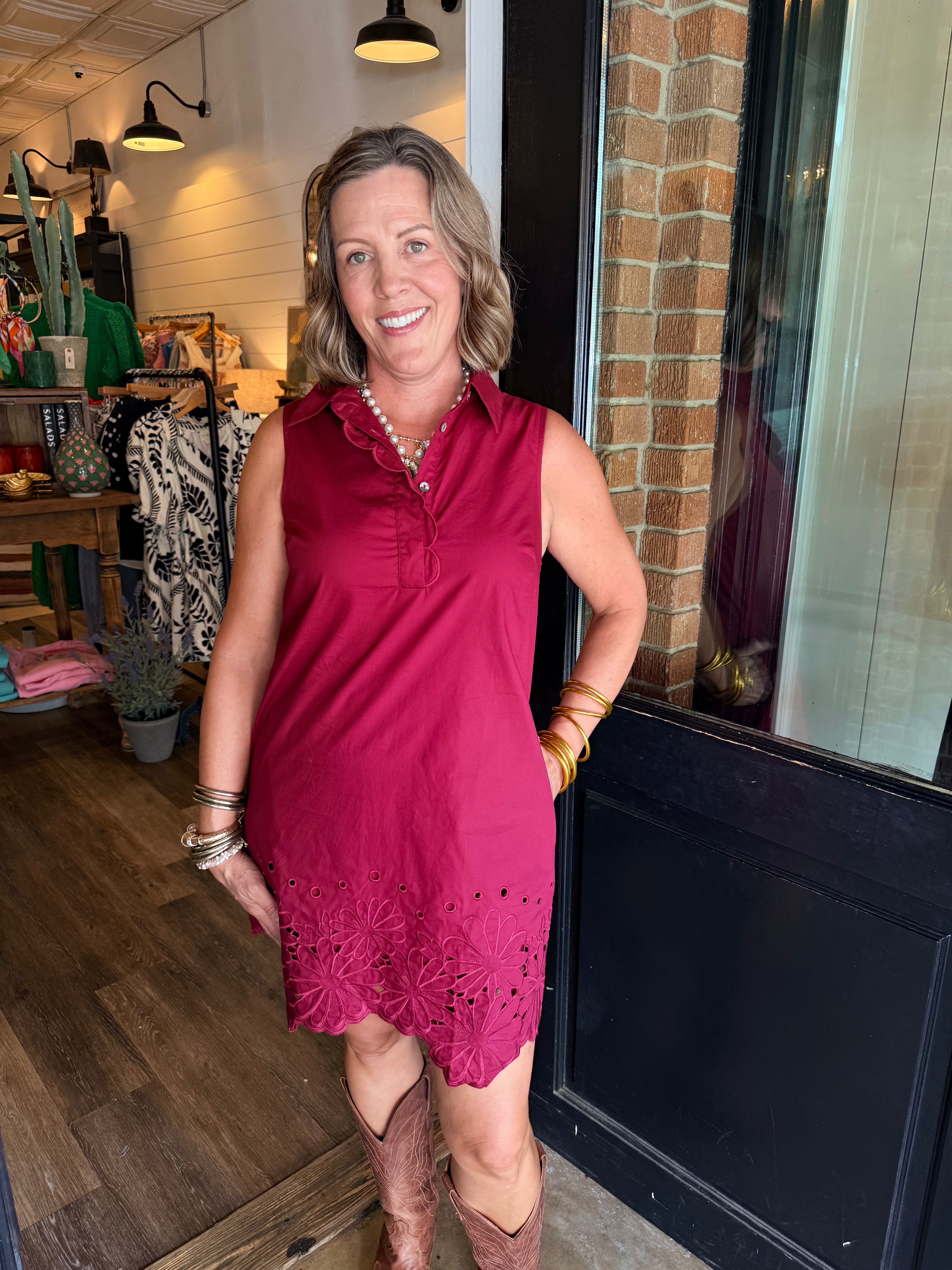 Sandra Scalloped Trim Mini Dress