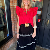 Selina Embroidered Midi Skirt