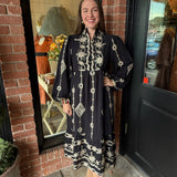 Rosie Midi Dress w/Metallic Embroidery