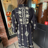 Rosie Midi Dress w/Metallic Embroidery