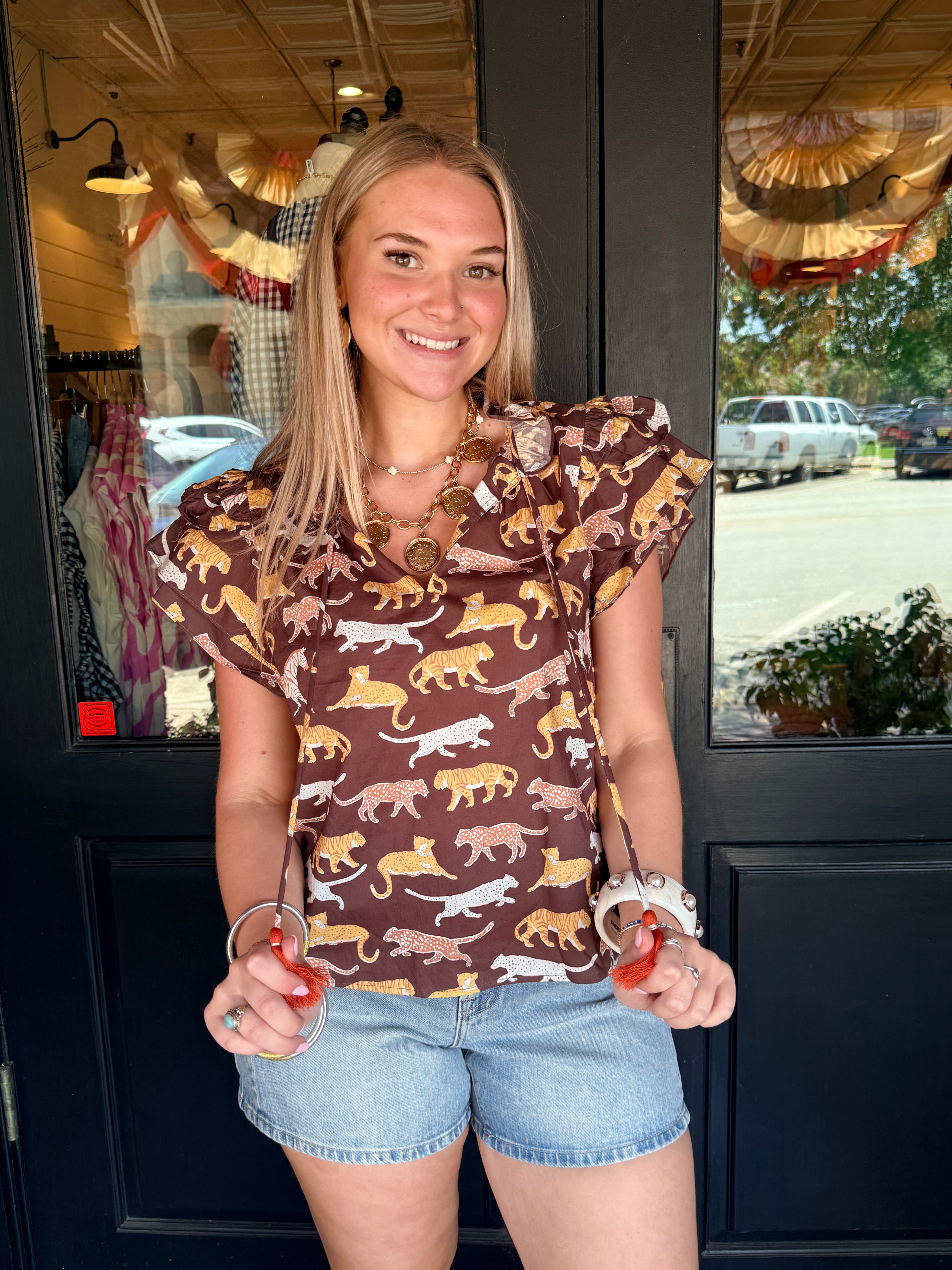 Jeana Tiger Print Top