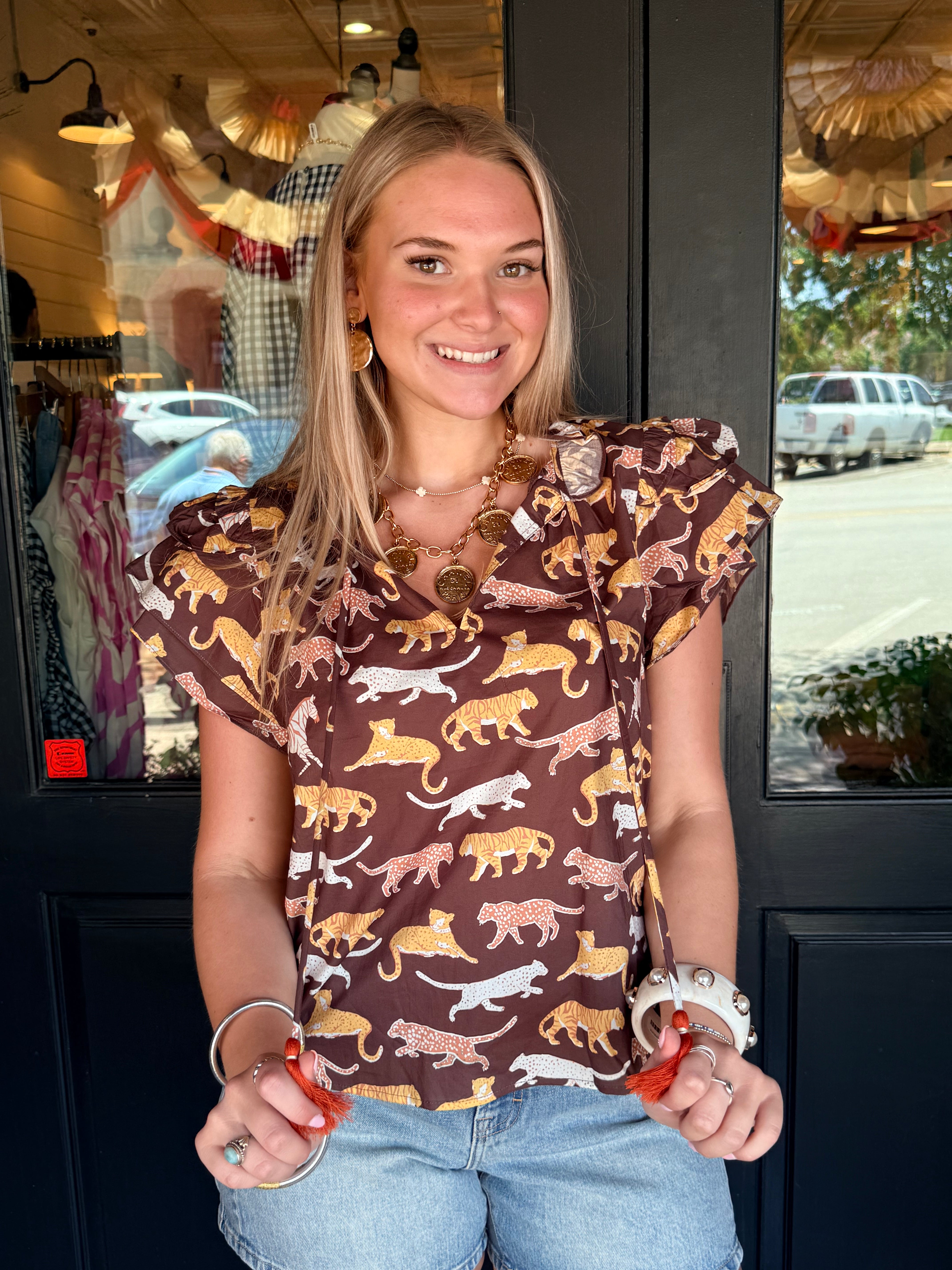 Jeana Tiger Print Top