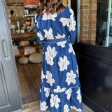 Amber Navy Floral Midi Dress