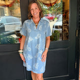 Cassidy Denim Paisley Mini Dress