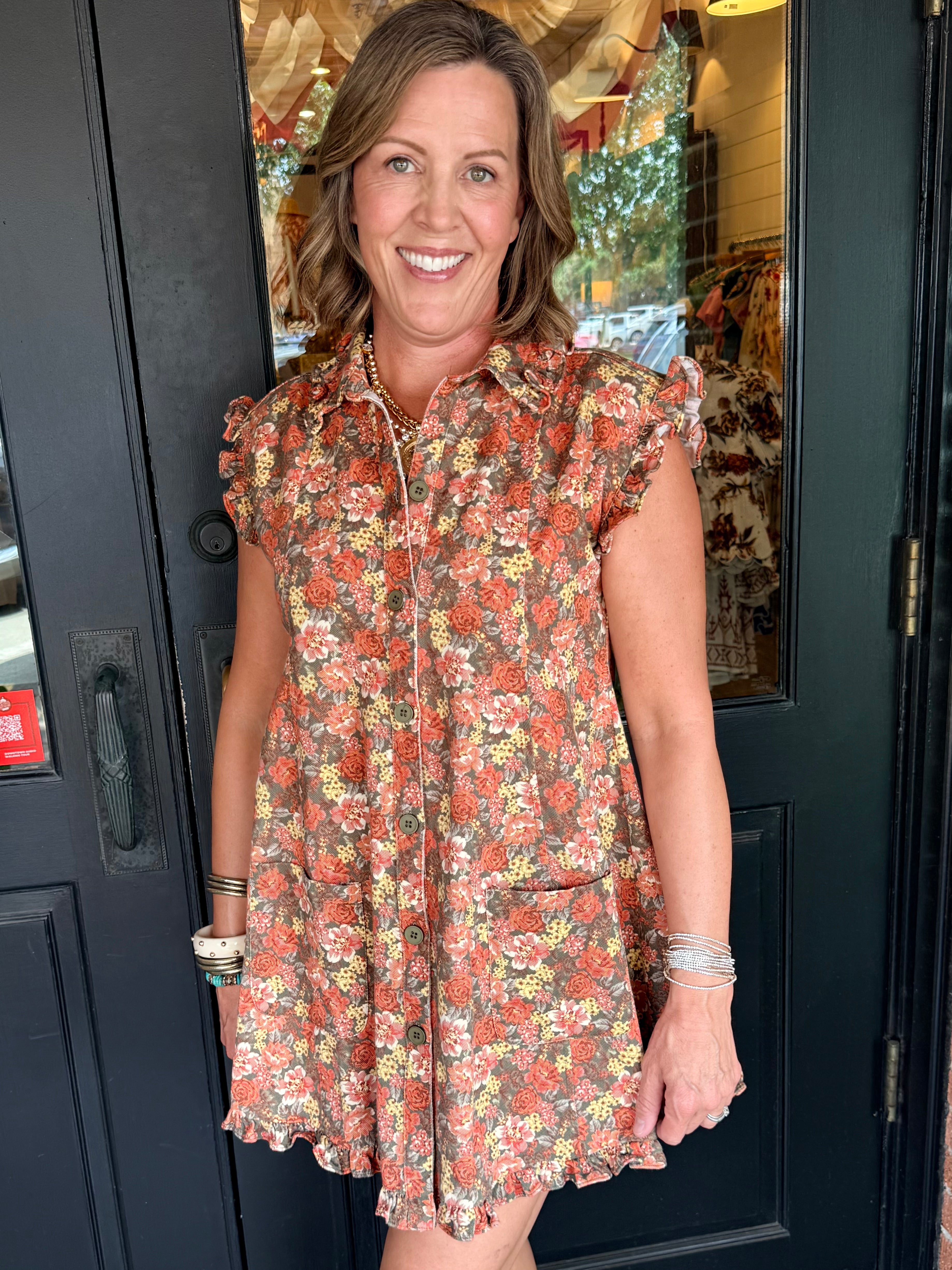 Victoria Floral Denim Dress