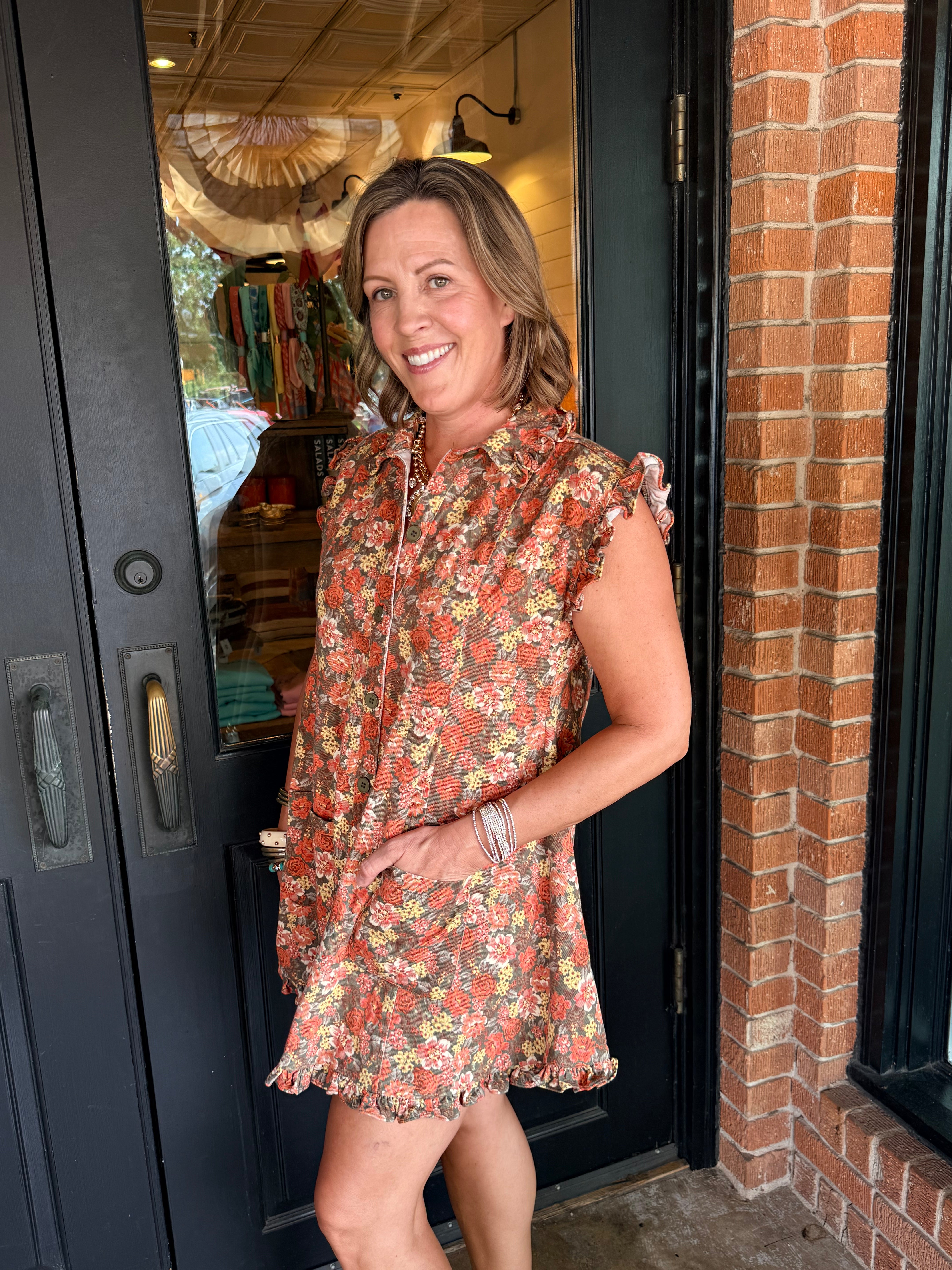 Victoria Floral Denim Dress