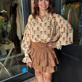 Tamera Tan Floral Blouse