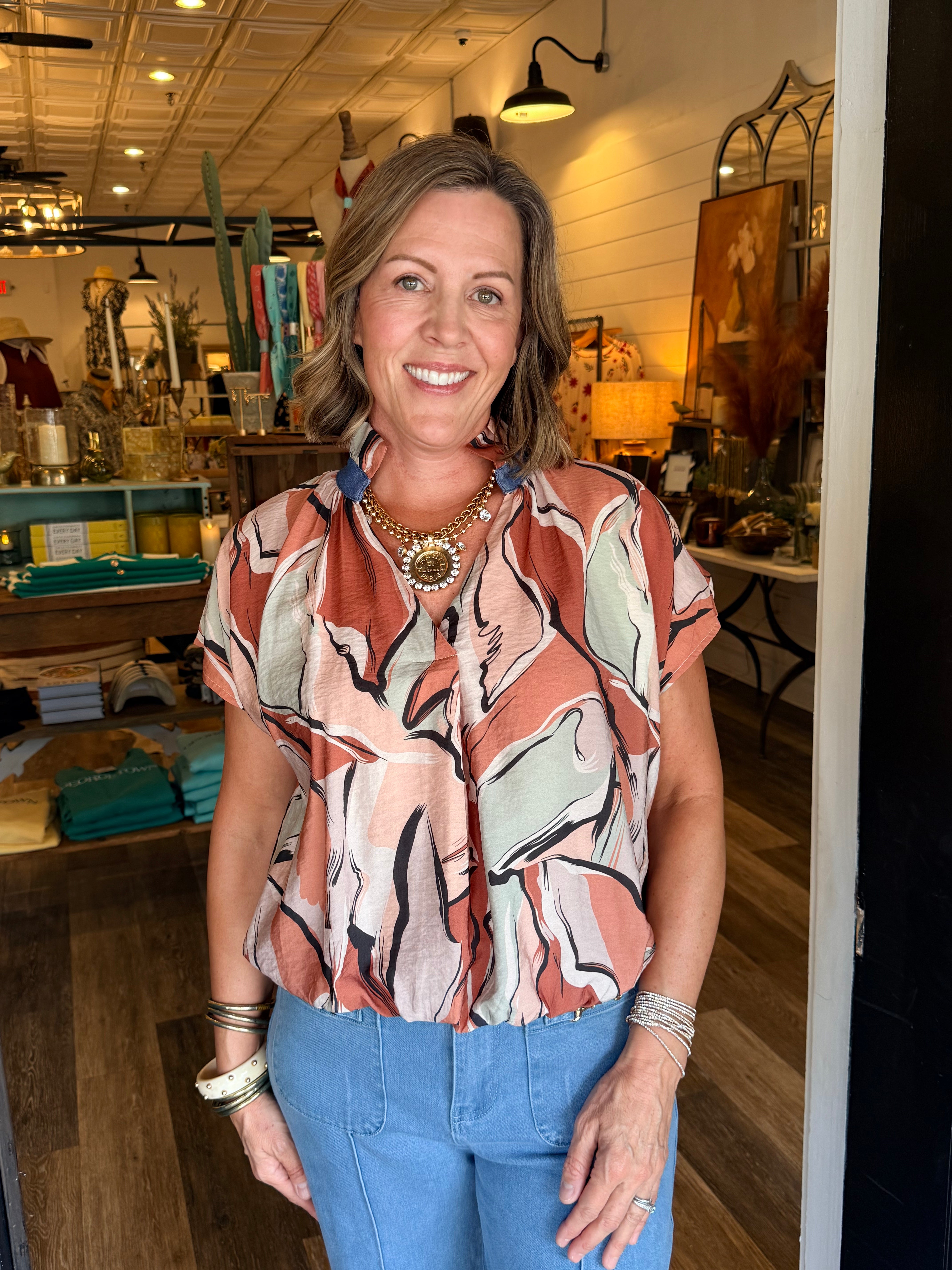 Millie Abstract Print Top