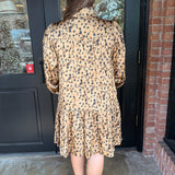 Lindsy Leopard Tie Neck Mini Dress