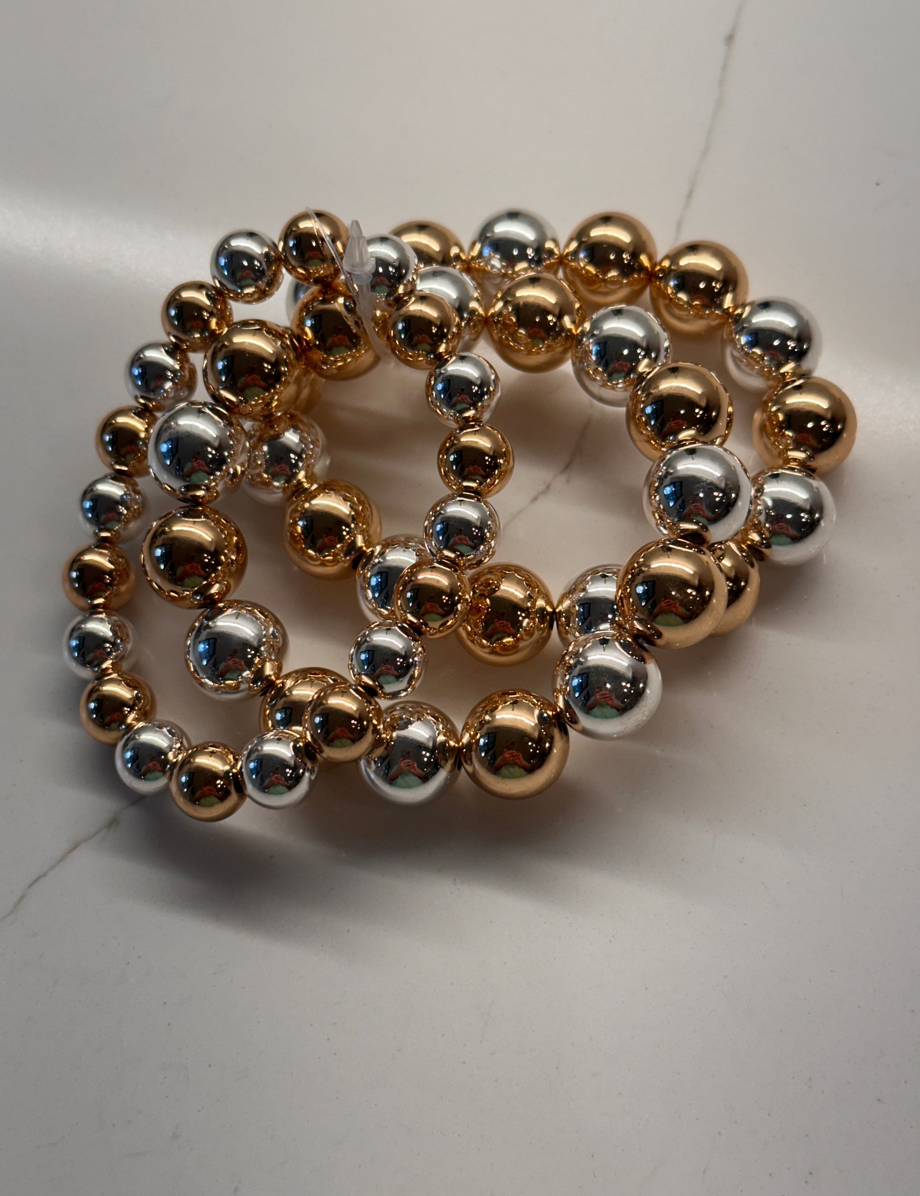 Gold & Silver Bead Bracelet Set