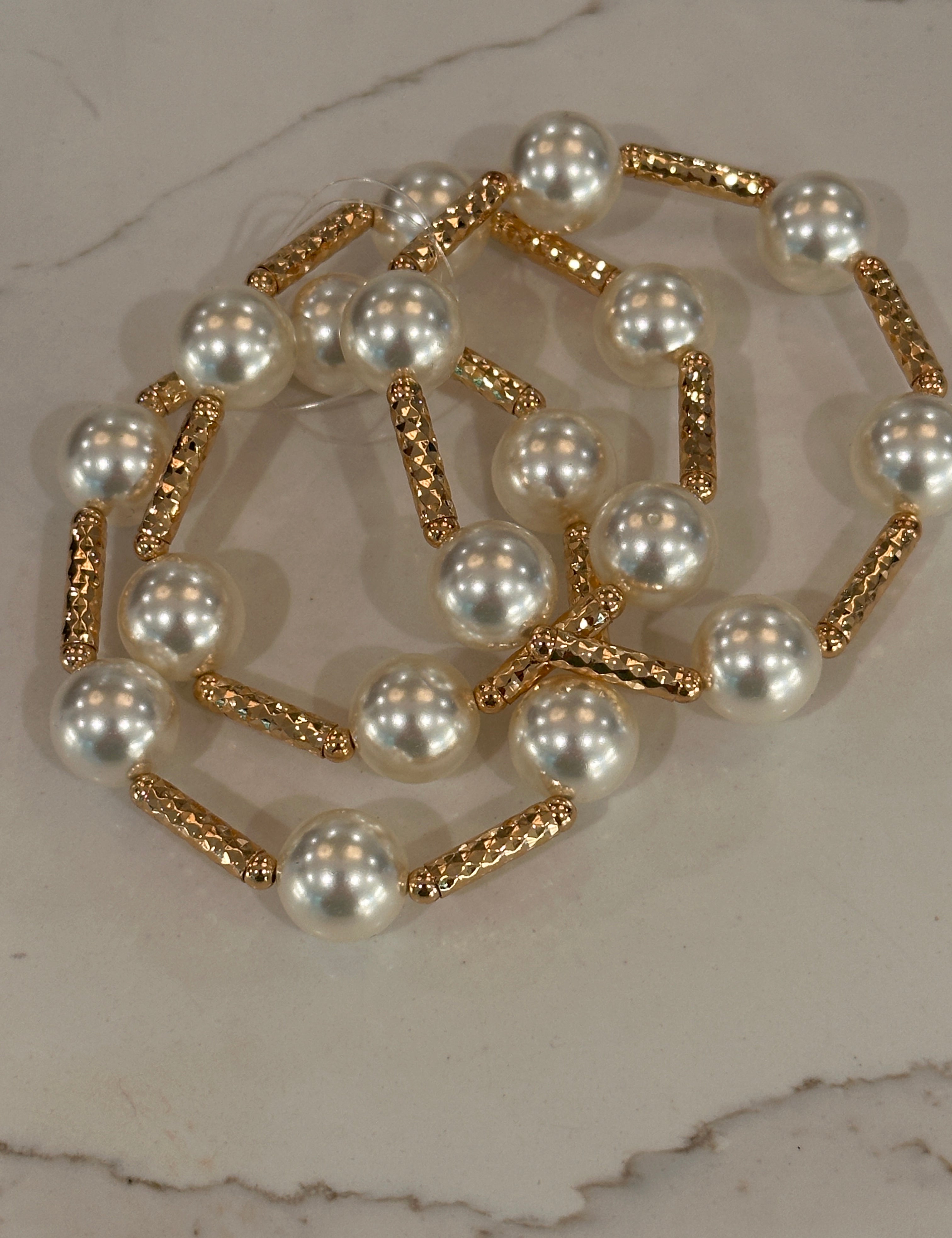 Gold & Pearl Bracelet Set of 3