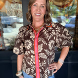 Natalia Two-Tone Floral Top