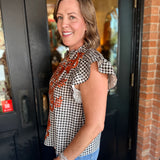Georgia Gingham Embroidered Top