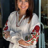 Melanie Embroidered Sleeve Top