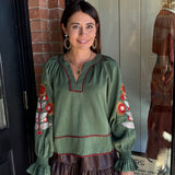 Melanie Embroidered Sleeve Top