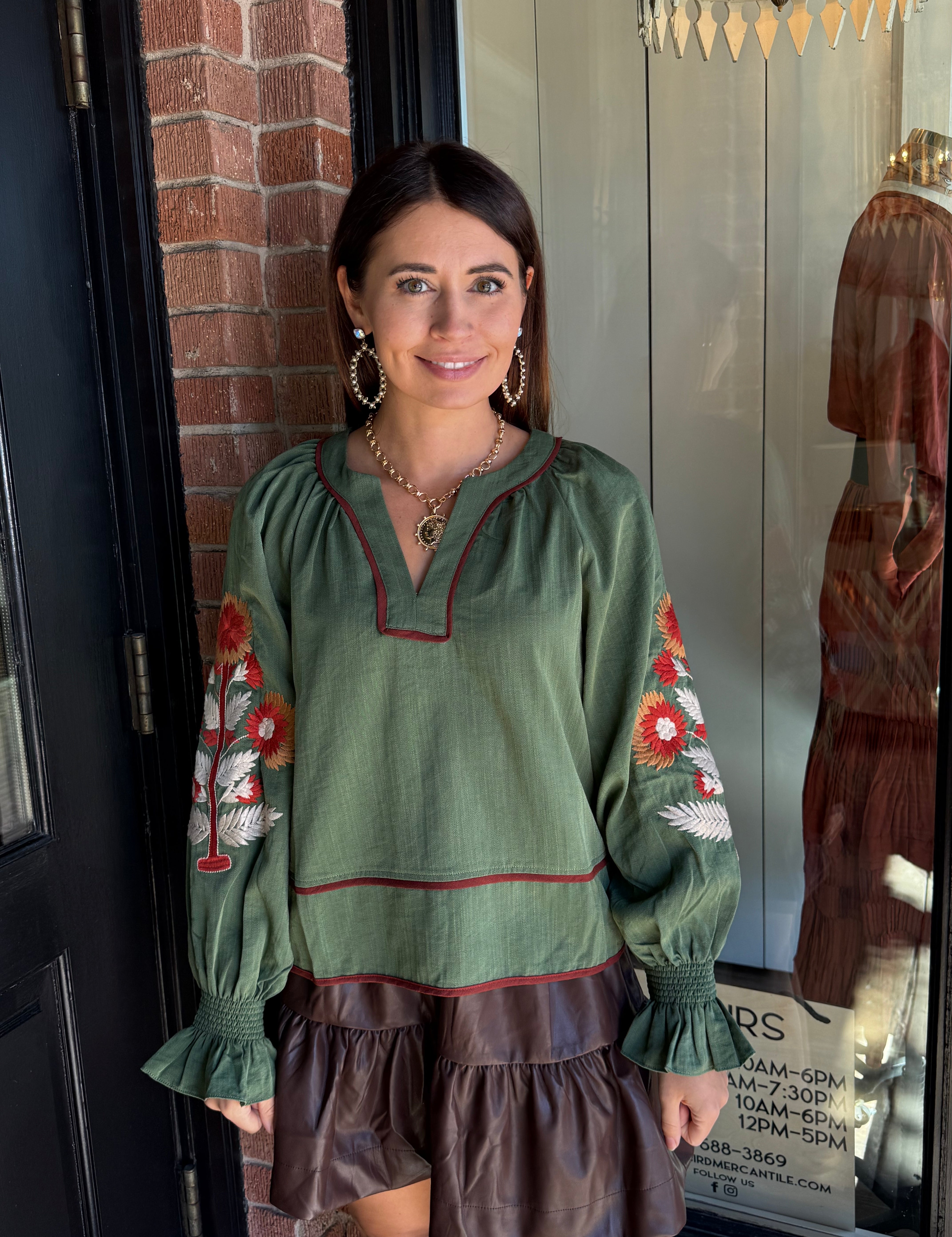 Melanie Embroidered Sleeve Top