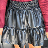 Andrea Tiered Leather Skirt