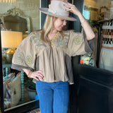 Ruby Vintage Embroidery Patch Gauze Top