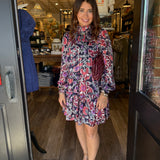 Zena Navy Tiered Mini Dress