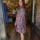 Zena Navy Tiered Mini Dress