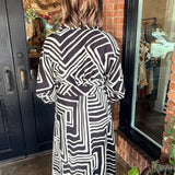 Sally Geometric Belted Midi Dress