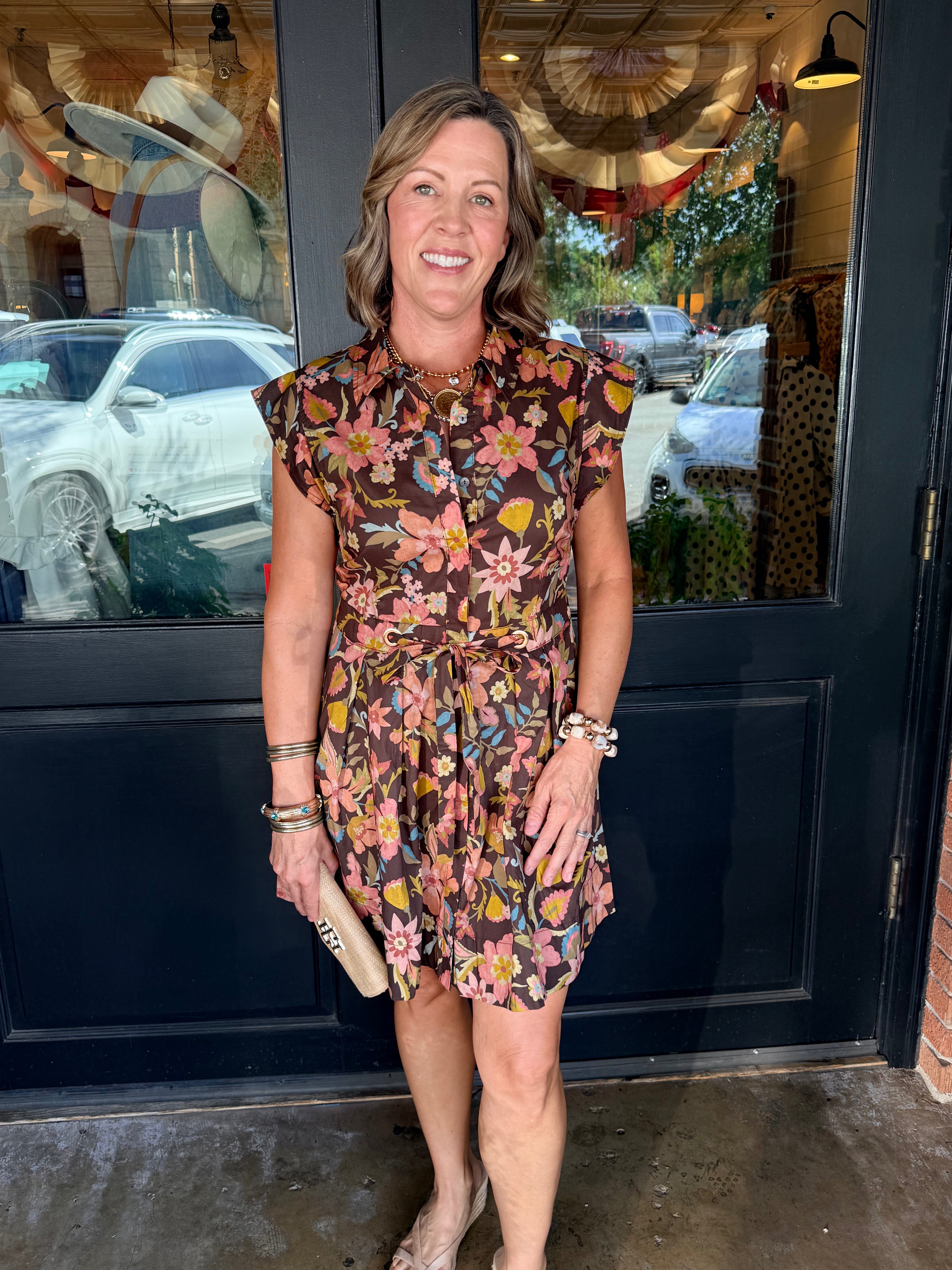 Melinda Floral Belted Mini Dress