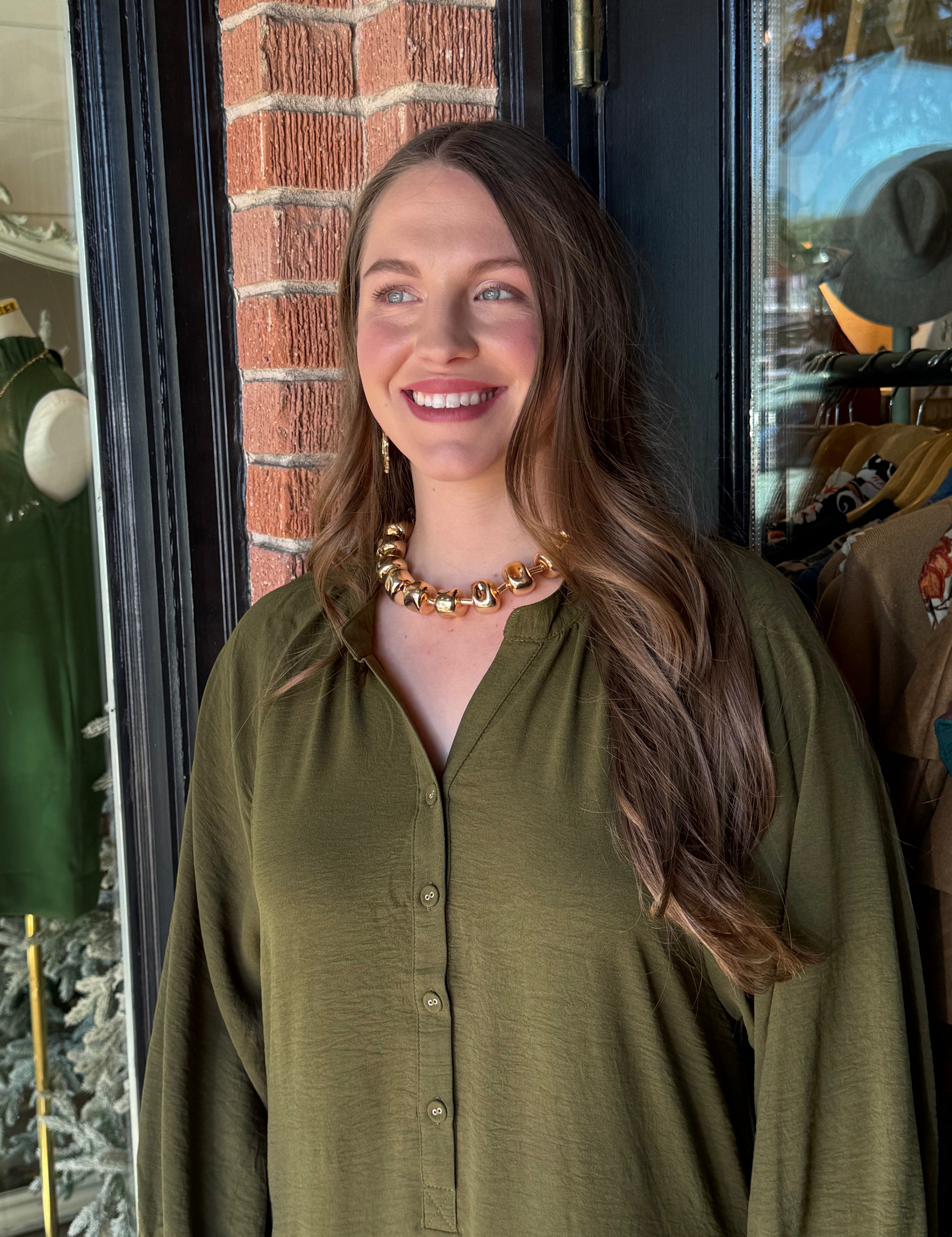 Sandra Olive Midi Dress