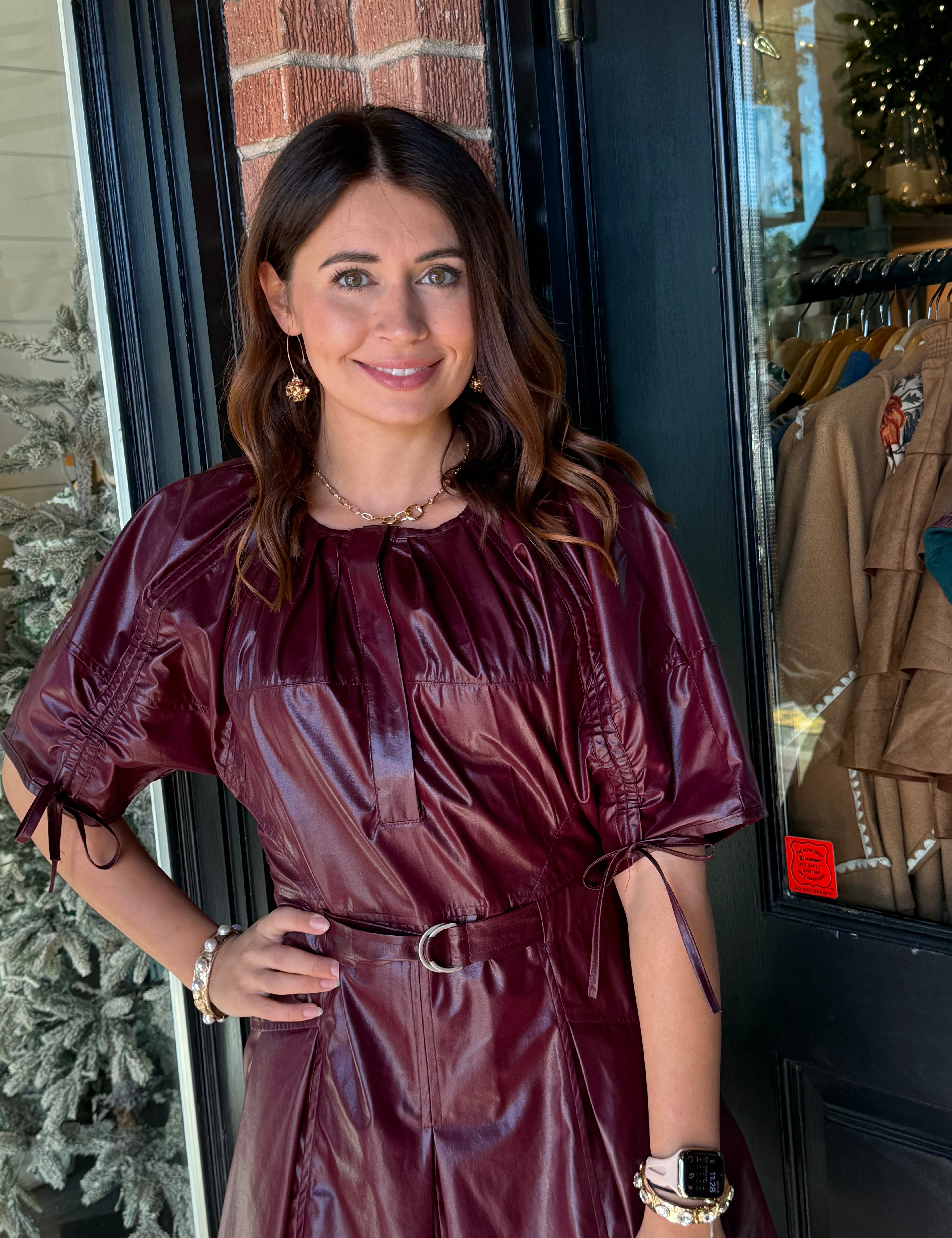 Dakota Belted Pleather Dress