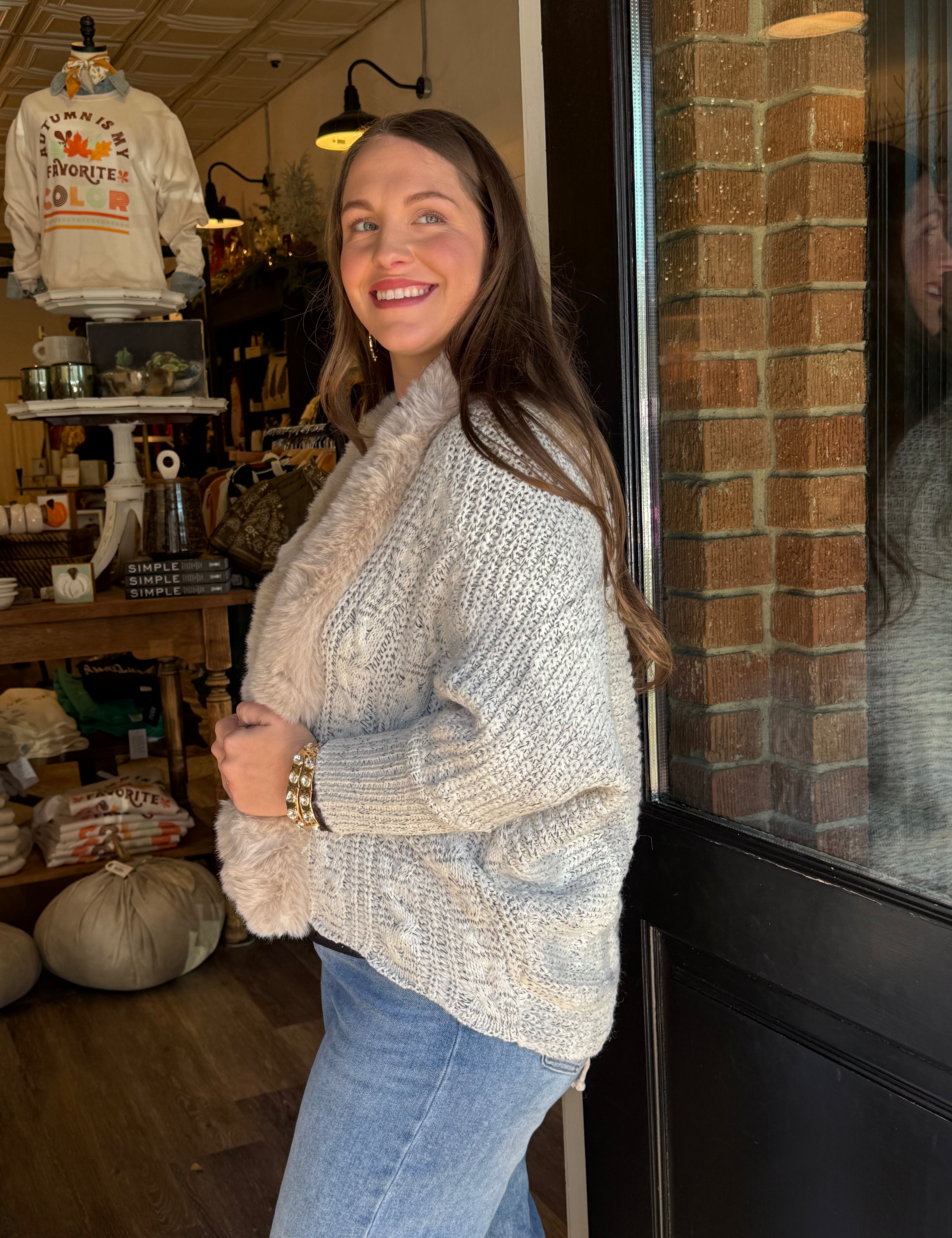 Shelley Fur Trim Cardigan