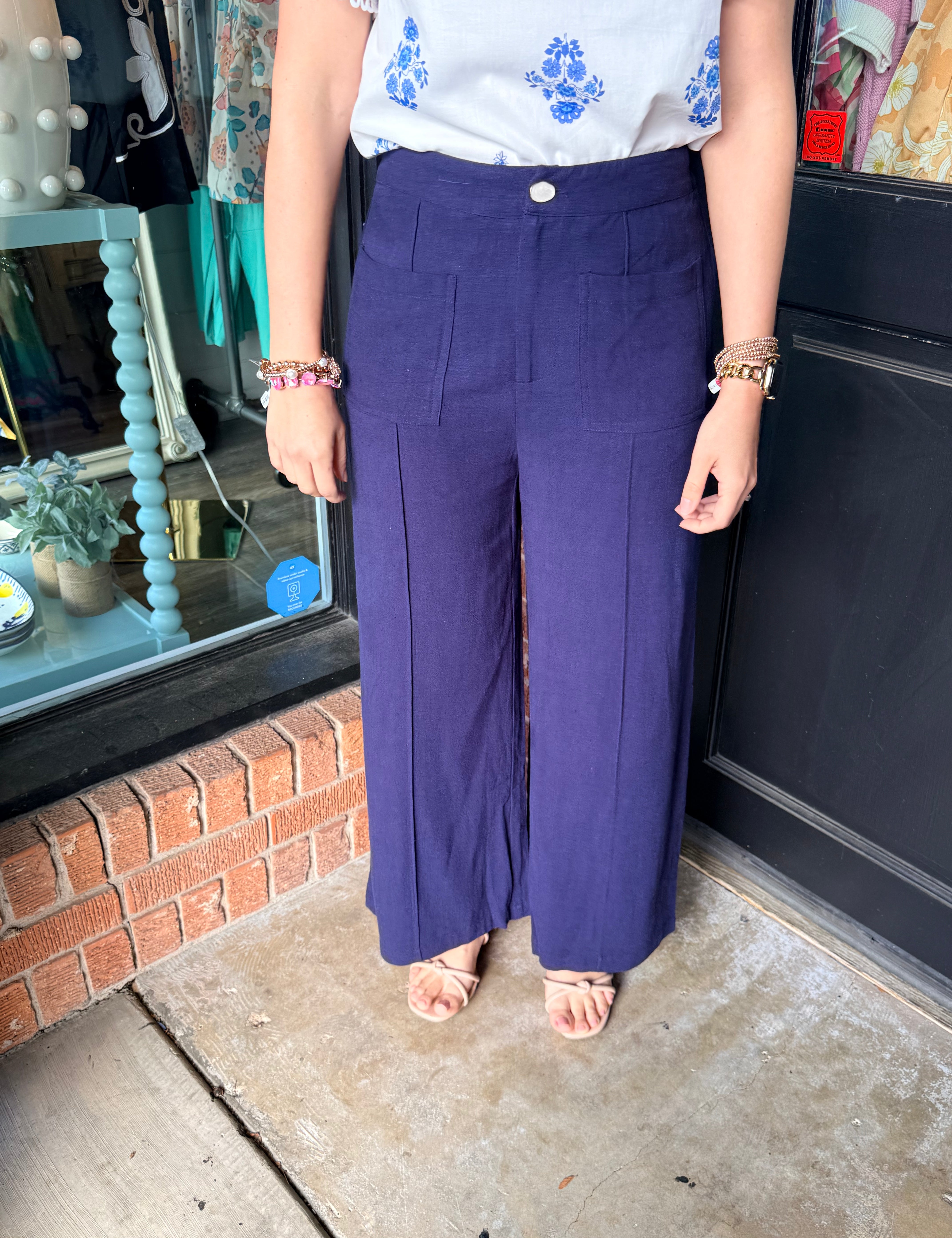 most flattering navy pants