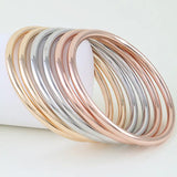 Mixed Metal Polished Bangle Set
