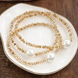 Pearl and Gold Bead Stretch Bracelet Set