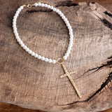 Pearl & Cross Necklace
